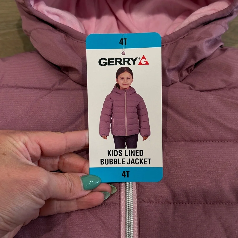 GERRY Purple Pink Lined Bubble Jacket Full Zip Winter Warm Coat Size Girls‎ 4T